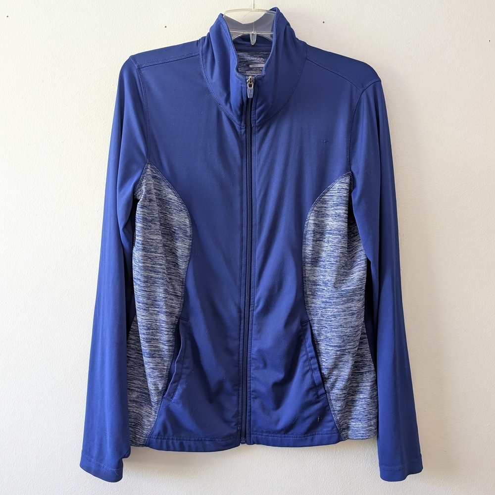 Danskin Now L Warm Up Track Jacket Zip Blue